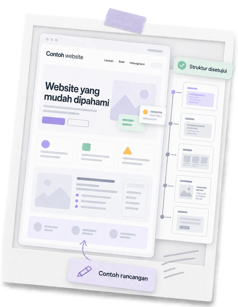 Website design example: service hierarchy, evidence, and contact paths.
