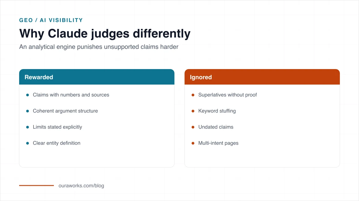 Diagram of the elements that make brand content easy for Claude to understand and cite