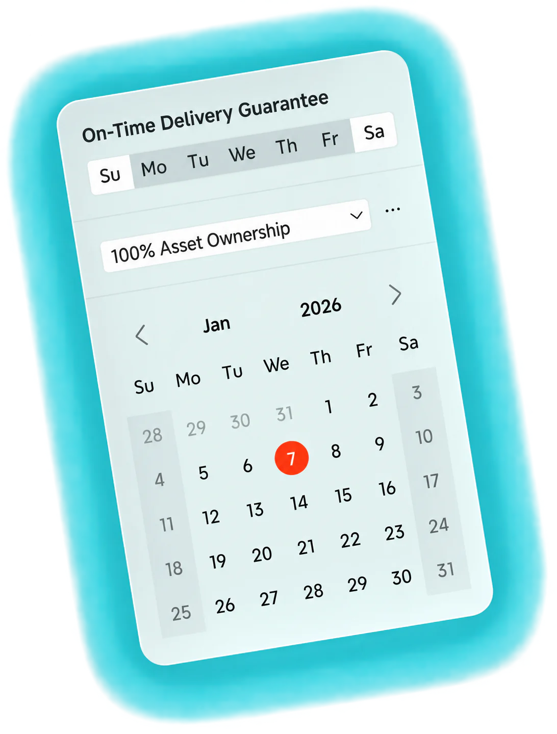 Project delivery calendar illustrating the agreed schedule and asset ownership.