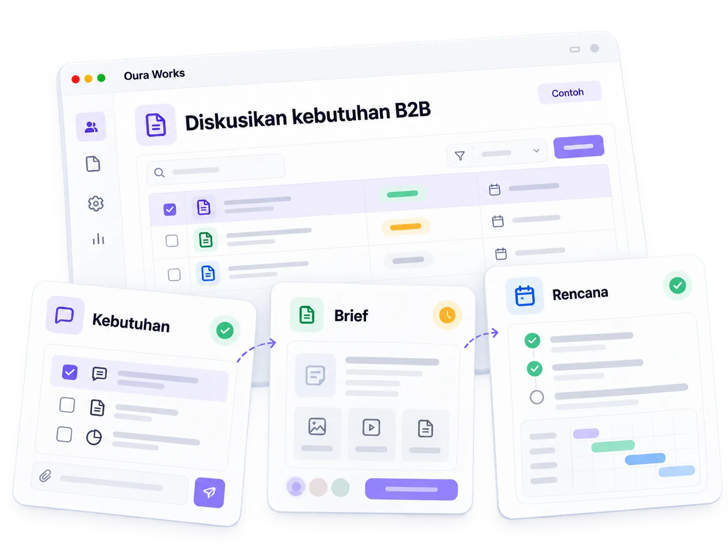 Illustration Discuss B2B needs — Requirements — Brief — Plan.