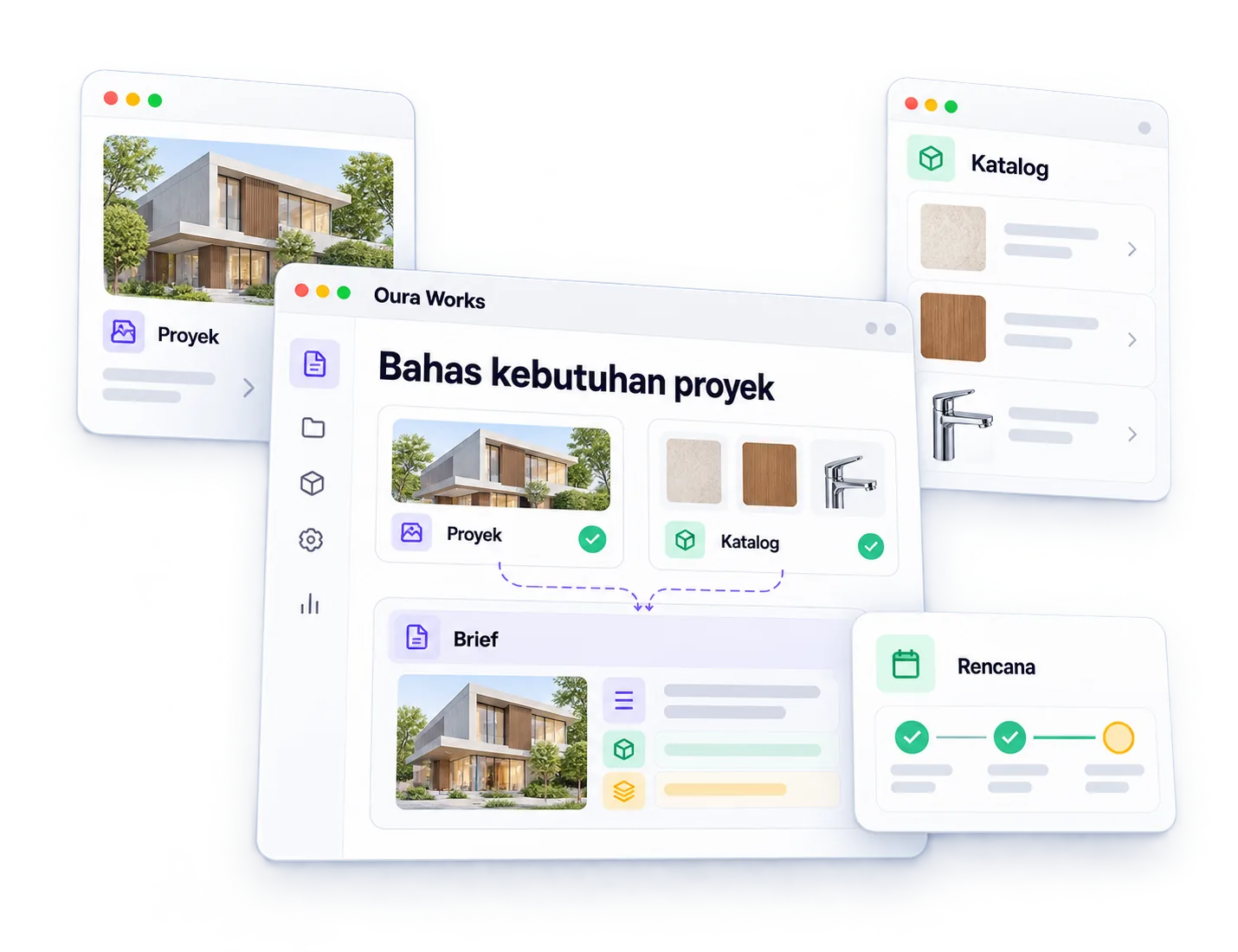 Illustration Discuss project requirements — Project — Catalog — Brief — Plan.