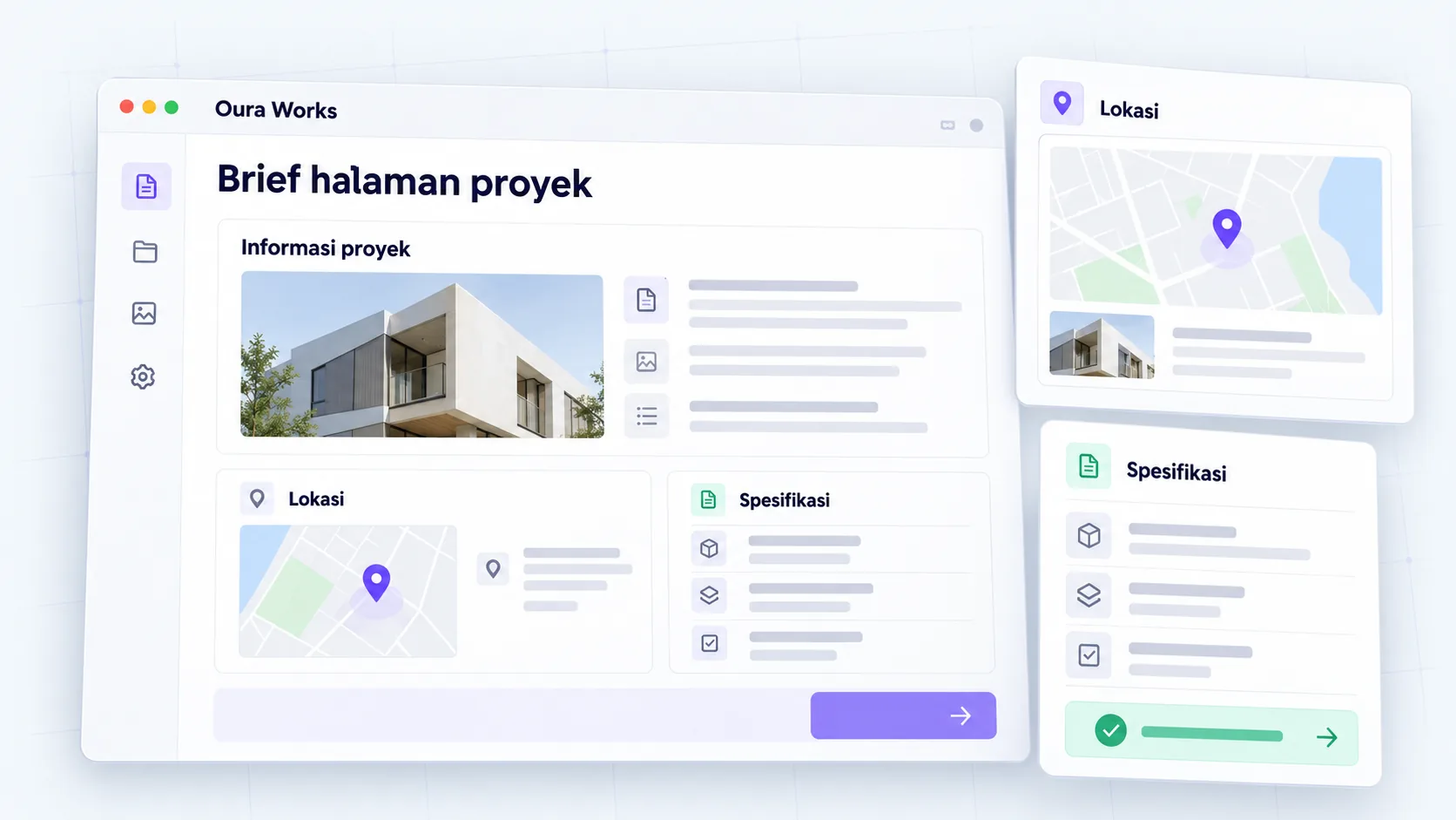 Illustration Project page brief — Project information — Location — Specifications — CTA.