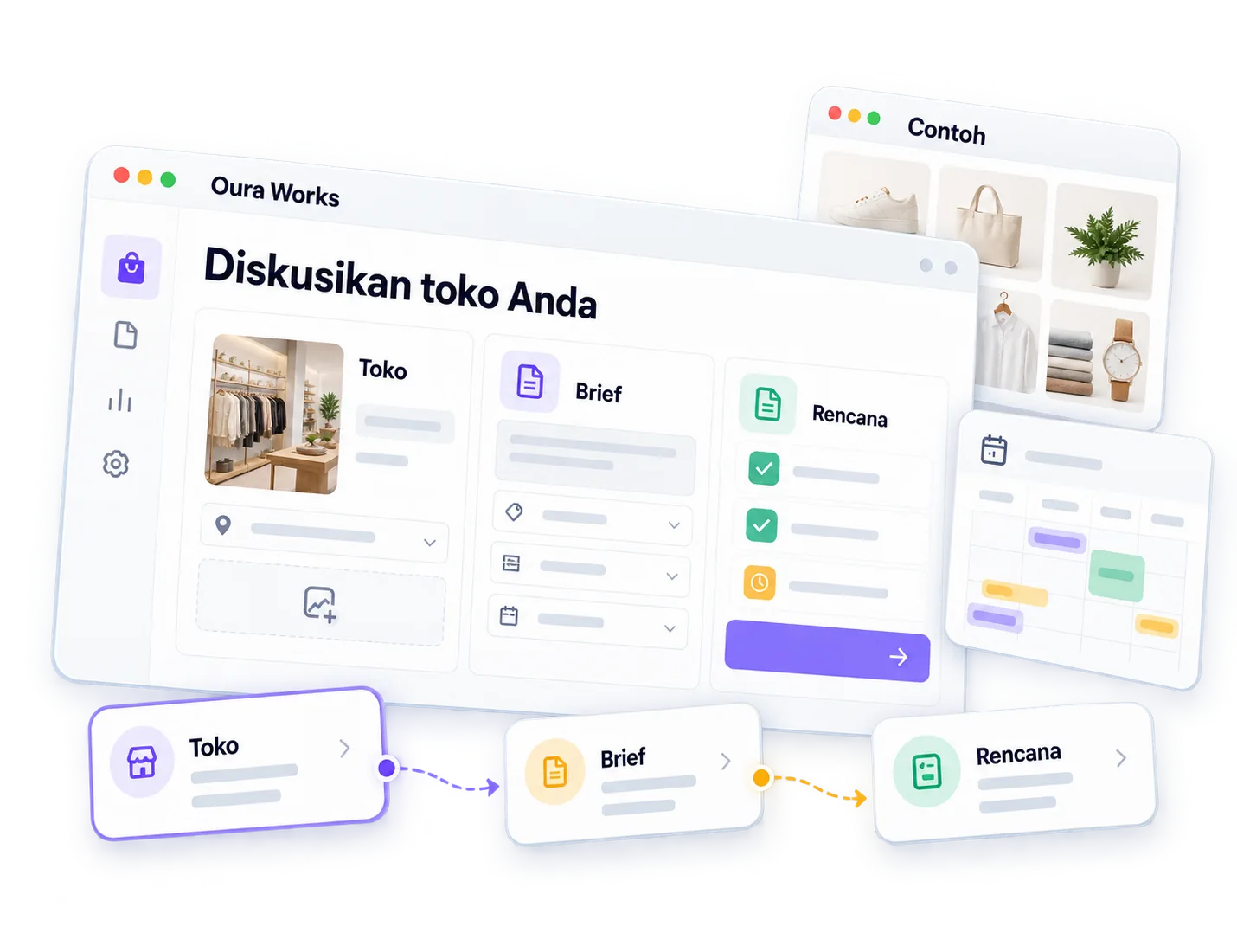 Ilustrasi Diskusikan toko Anda — Toko — Brief — Rencana.