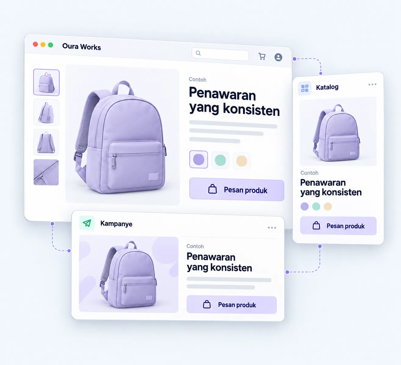 Ilustrasi Penawaran yang konsisten — Website — Katalog — Kampanye — Pesan produk.