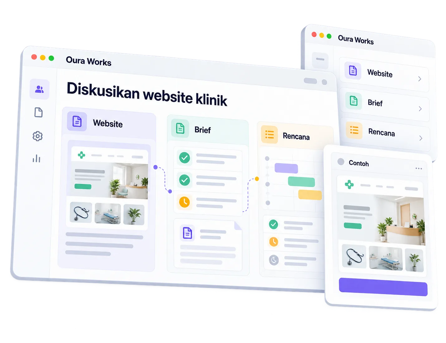 Illustrations Discuss clinic website — Website — Brief — Plan.