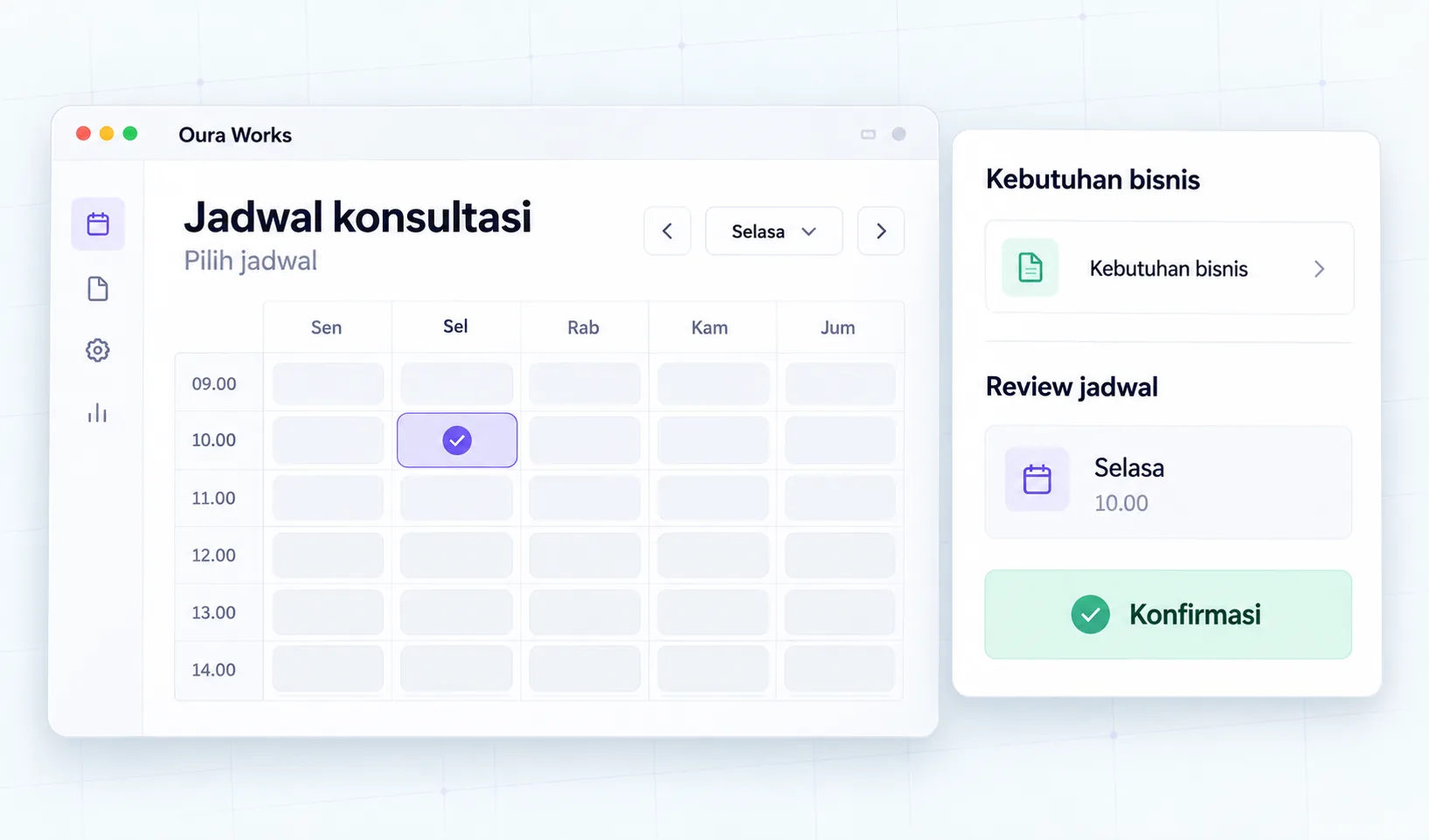 Kebutuhan → jadwal → konfirmasi