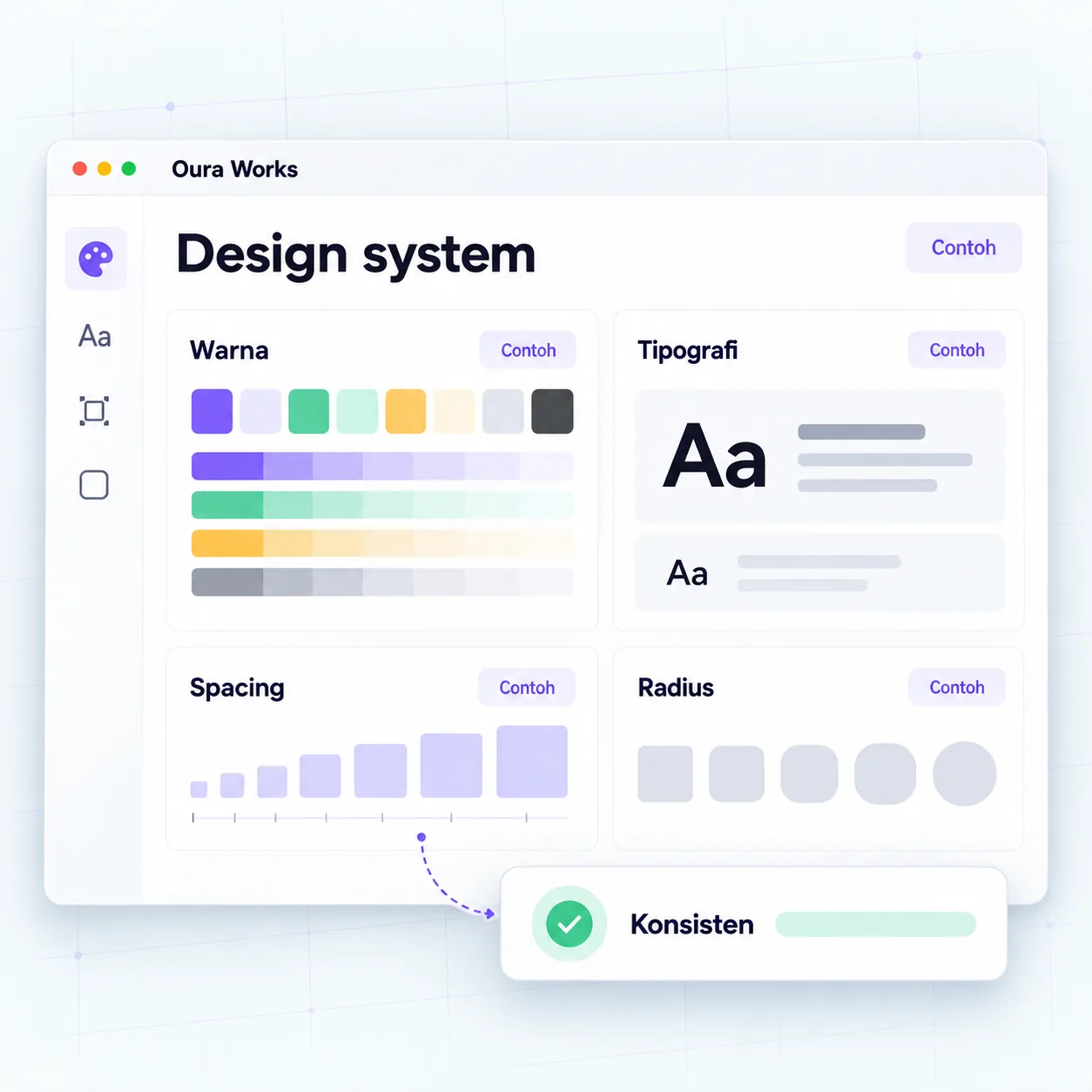 Token → spacing/type/color → UI