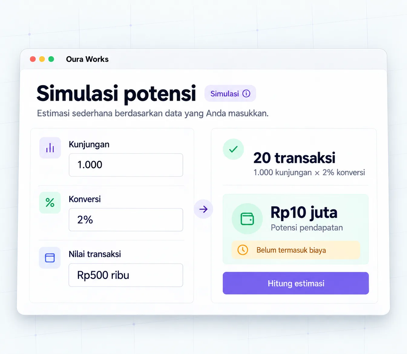 Inputs → kalkulasi → contohproyeksi