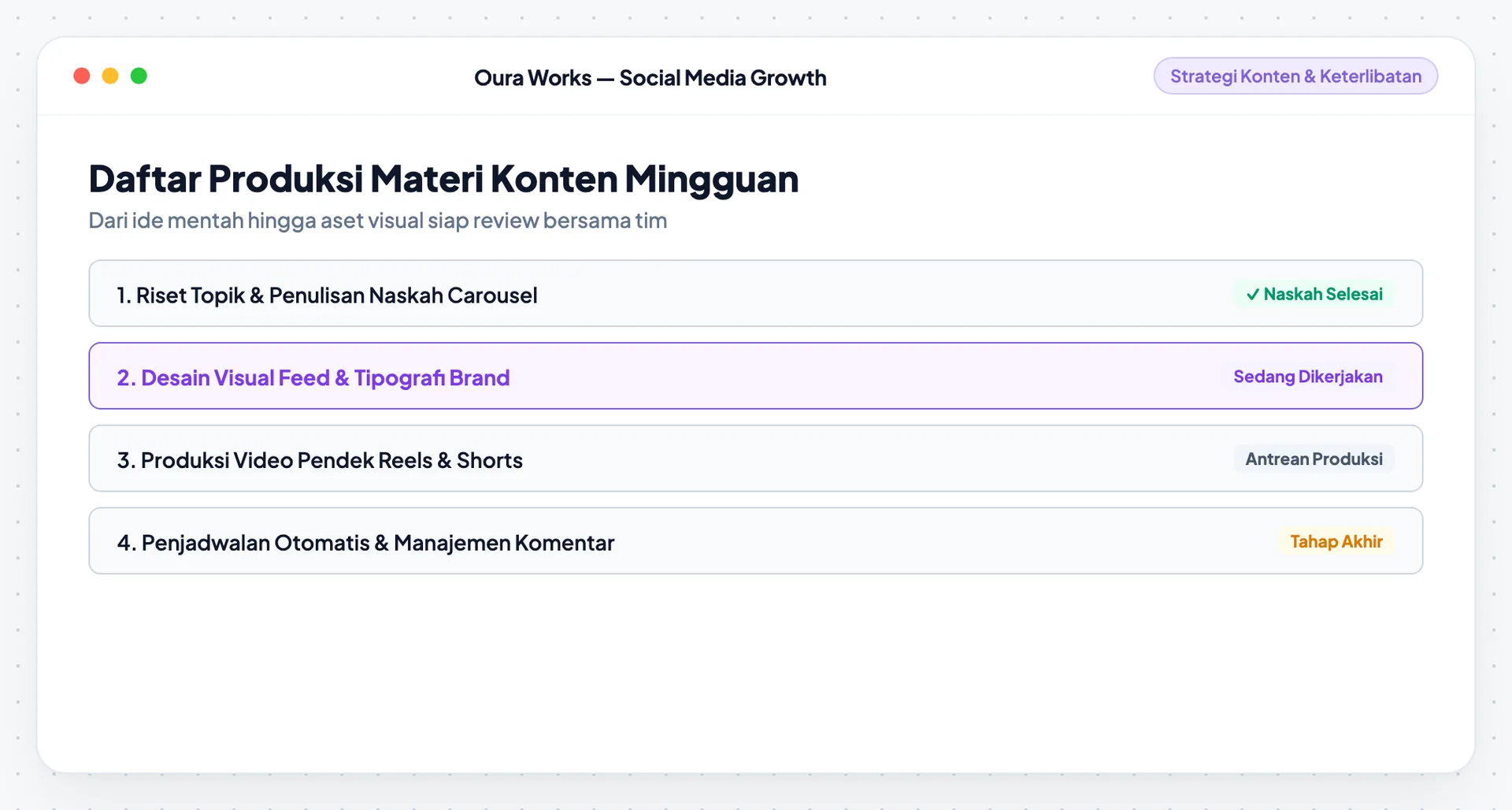 Ide → tugas → materi siap review
