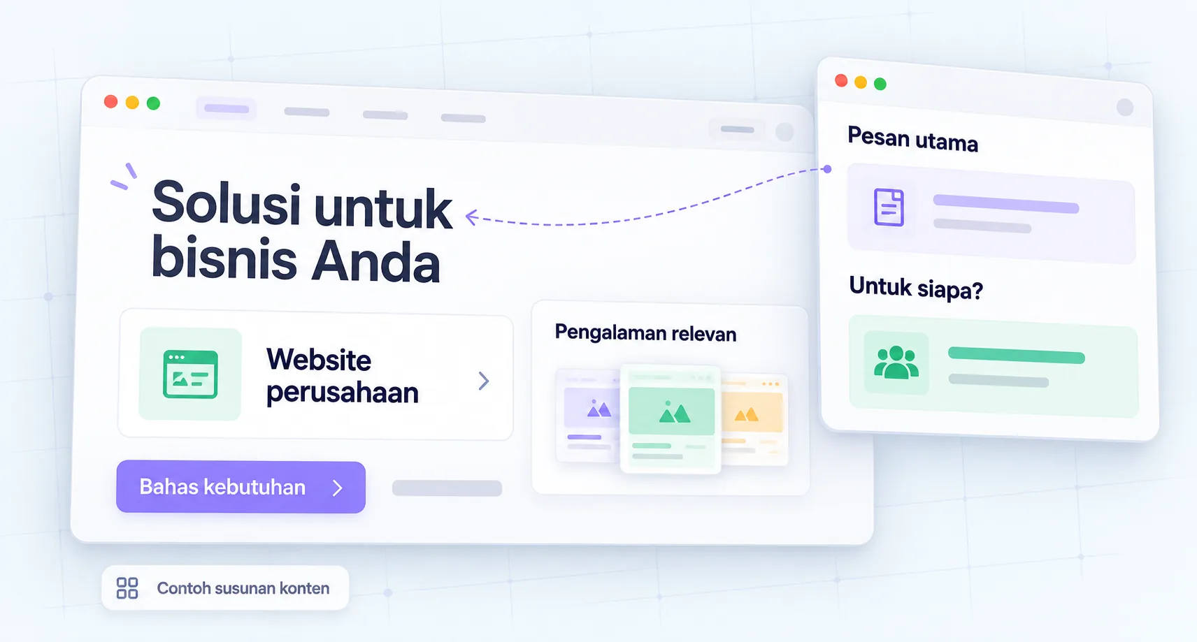 Pesan bisnis yang langsung dipahami: ilustrasi contoh interface Oura Works.
